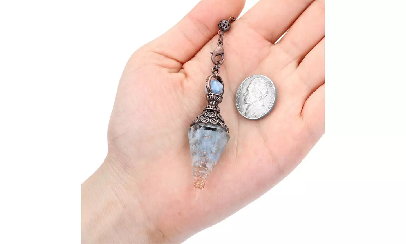 Natural Quartz Chakra Crystal Reiki Gemstone Orgone Pendulum Pendant with Box