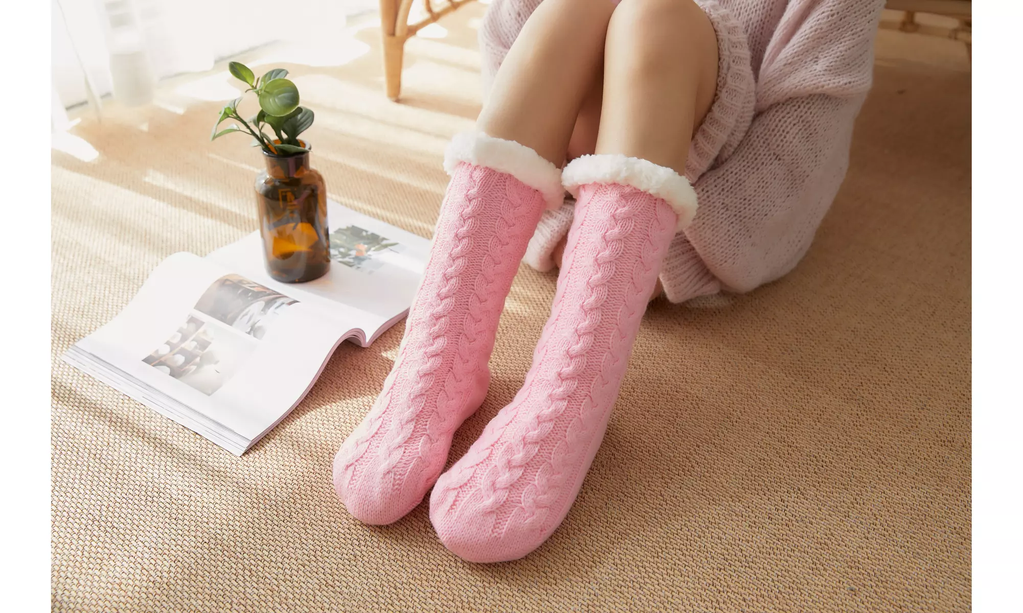 Women's Sherpa Lined Slipper Socks - Primary Image