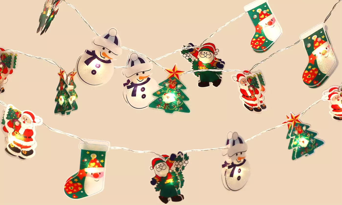8.2ft Christmas 20 LED String Light Santa Snowman Tree Lights Fairy Decorative