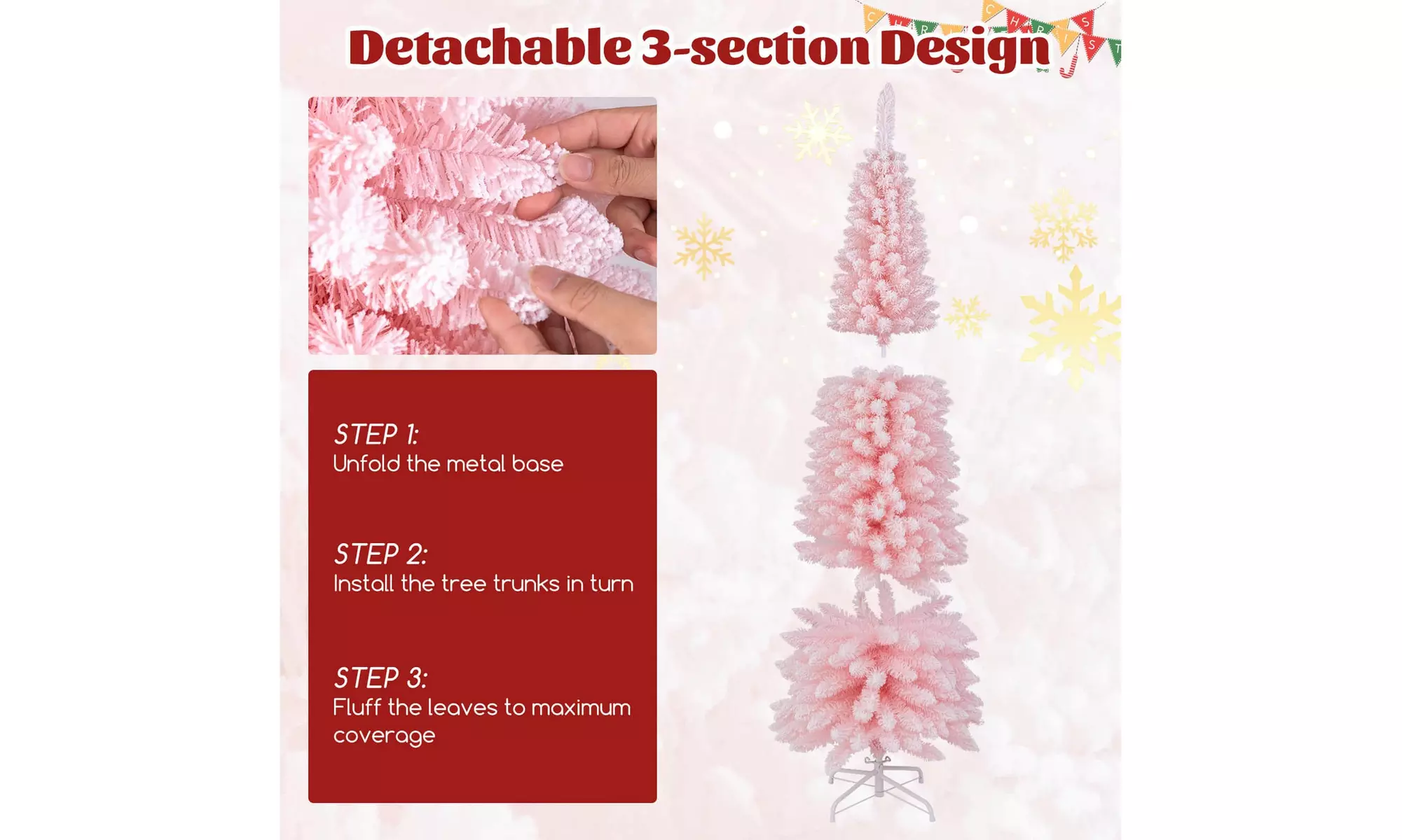 Costway 5/6/7/8 FT Artificial Christmas Tree with 328 Branch Tips Metal Stand