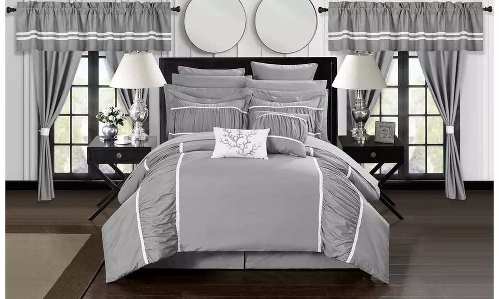 Rivington 24 Piece Comforter Bed in a Bag Ruffled Designer Embellished - Primary Image