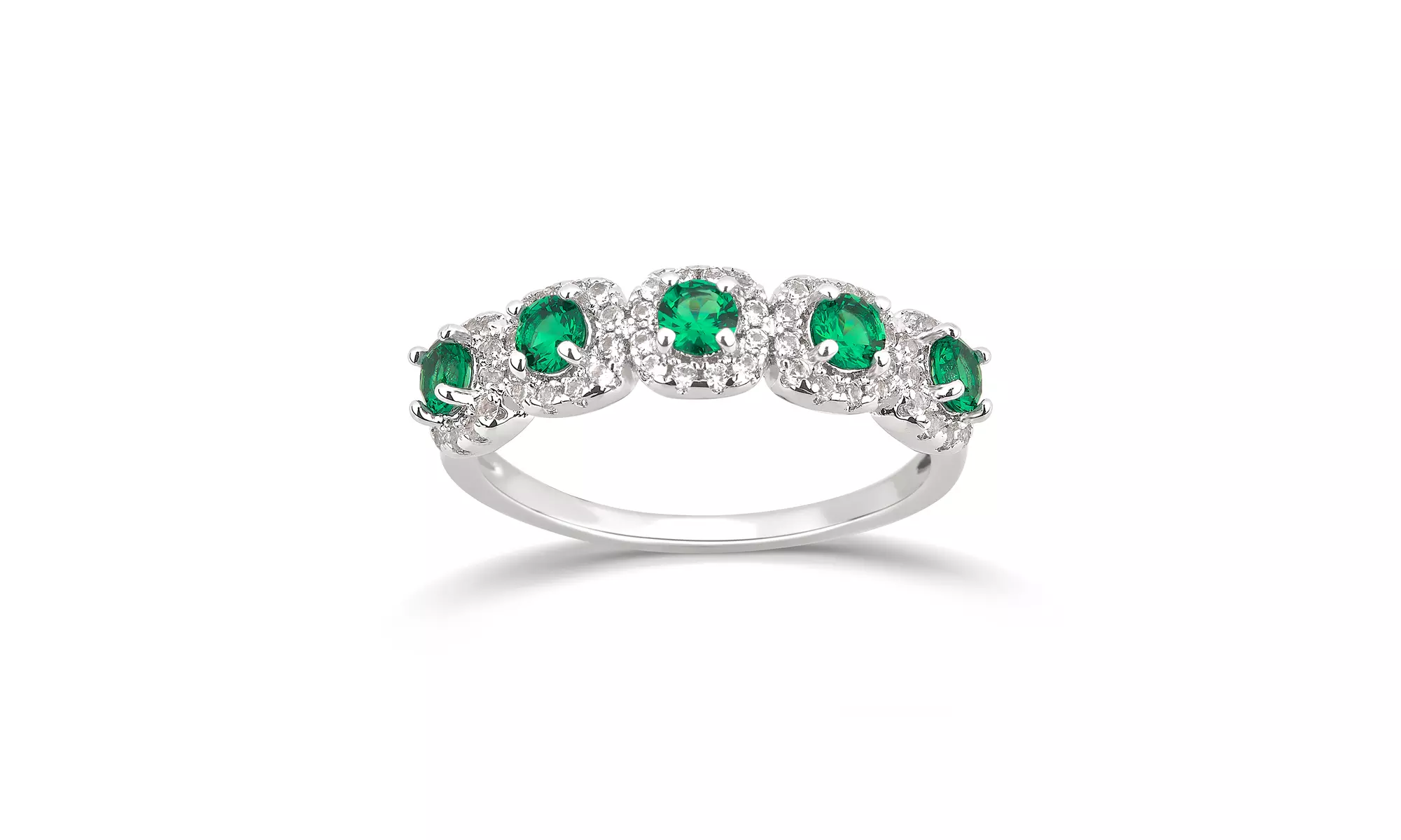 Emerald And White Sapphire Fashion Anniversary Ring