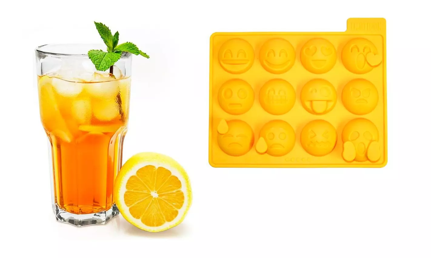 Emoji Ice Cube Tray Kitchen Utensil 12 Ice Cubes Reusable & Dishwasher Safe - Second Medium