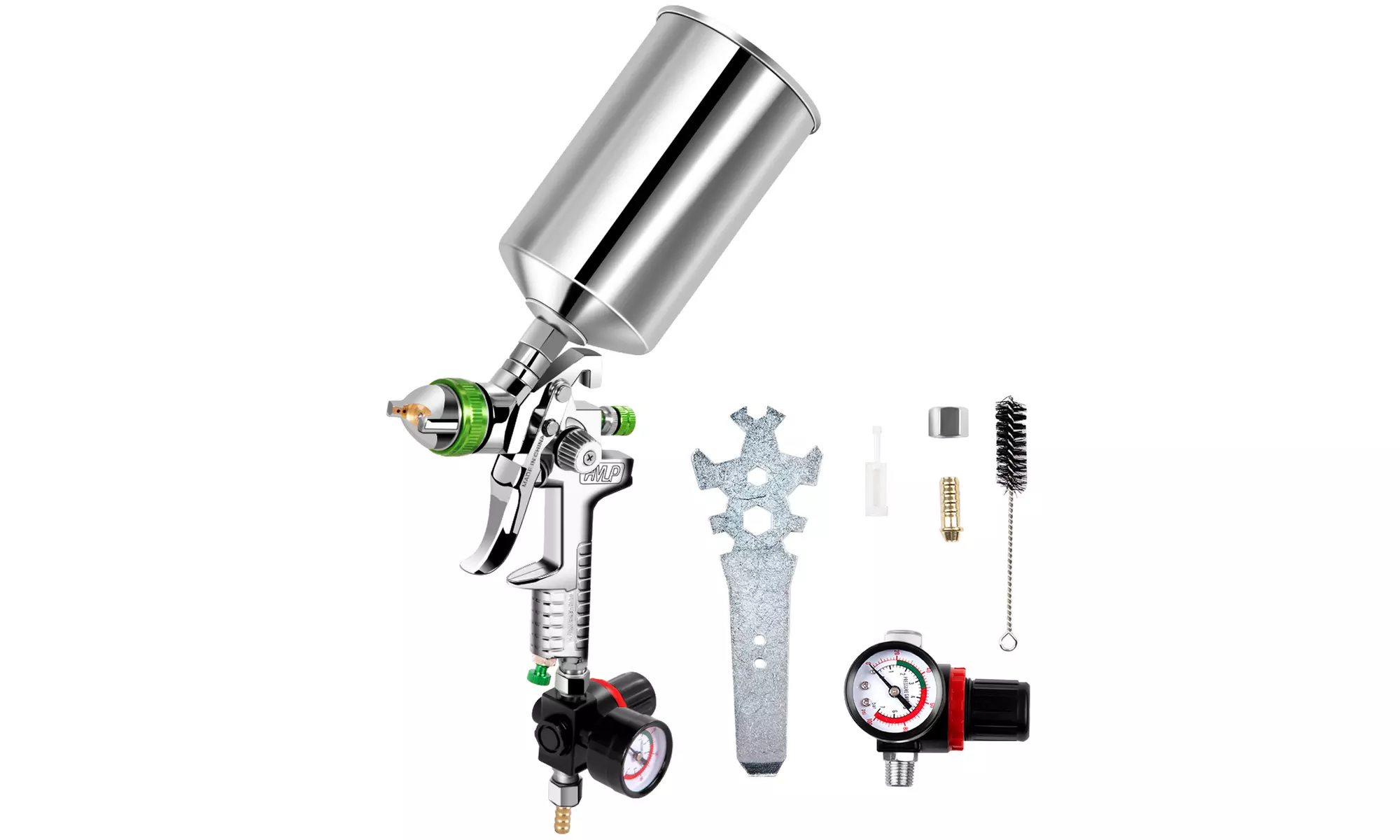 2.5mm HVLP Gravity Feed SPRAY GUN Kit w/Regulator Auto Paint Primer Metal Flake - Primary Image