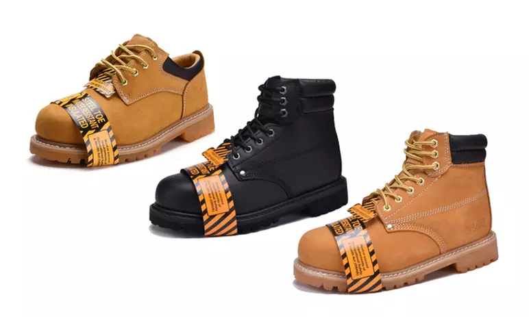 Men's Tuff Genuine Goodyear Rubber Leather Steel-Toe Work Boots and Shoes  - Primary Image