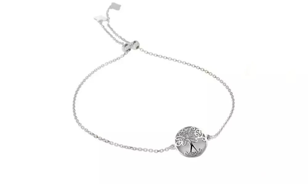 Italian Made Sterling Silver Adjustable Tree Of Life Bracelet - Primary Image