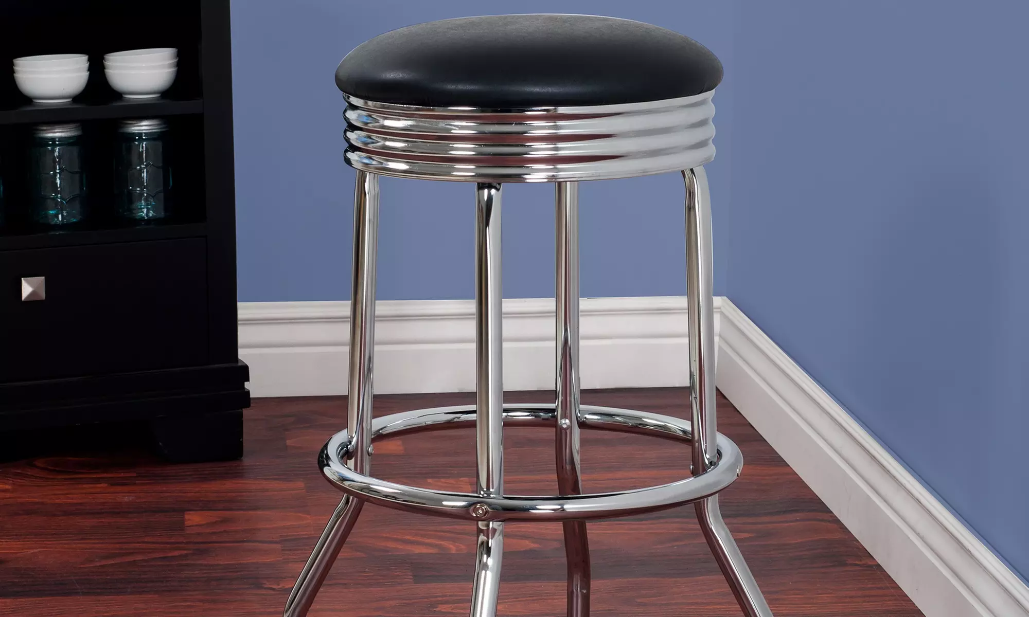 Retro Ribbed Swivel Bar Stool - Primary Image