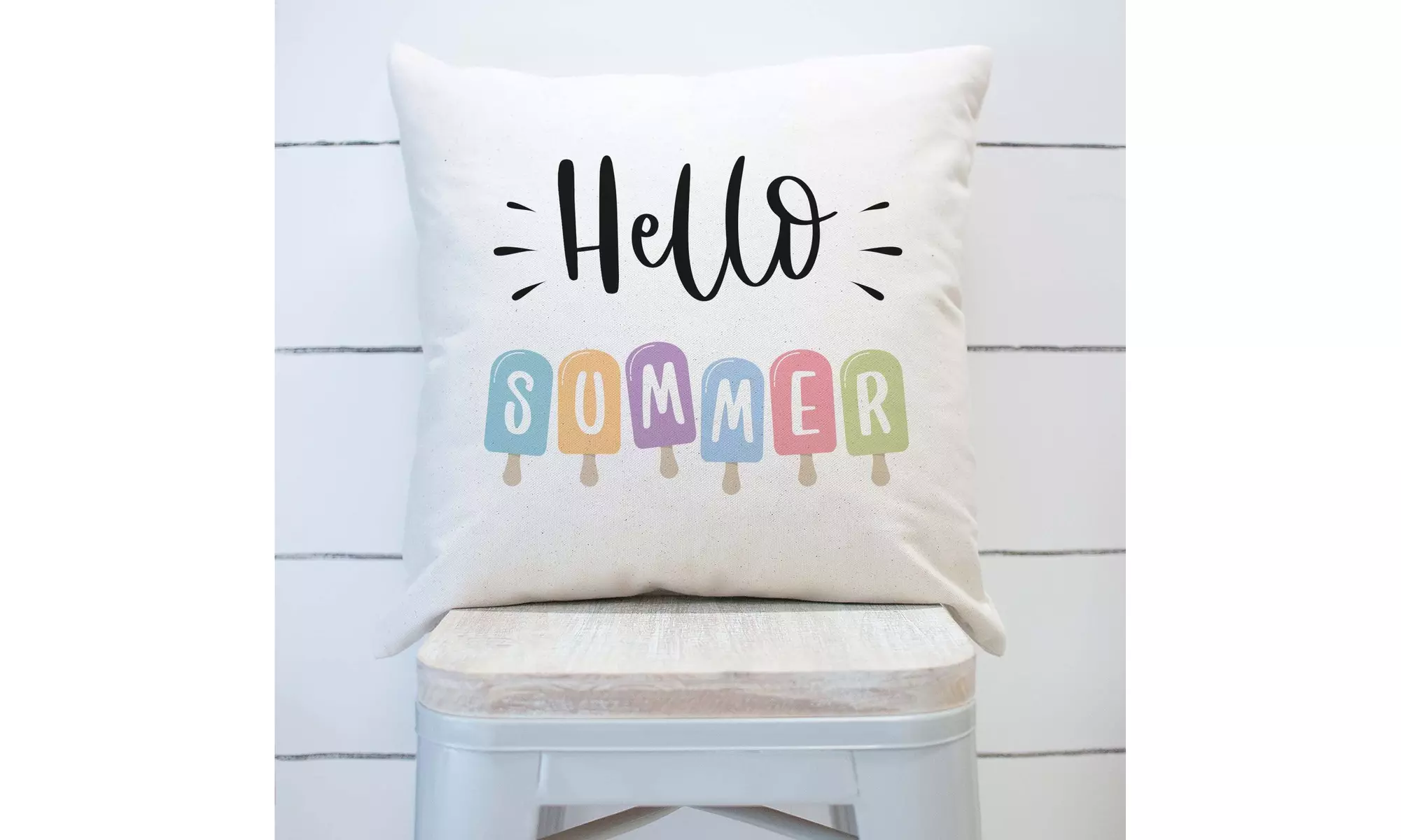 Hello Summer Pillow Cover Popsicle Summer Farmhouse Decor - Second Medium