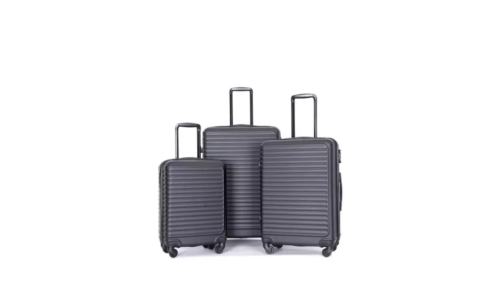 3 Piece Luggage Sets ABS Lightweight Suitcase with Two Hooks, TSA Lock - Primary Image