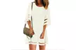 Fashion Women Chiffon Mesh Spliced Horn Sleeve Dress  - Second Medium