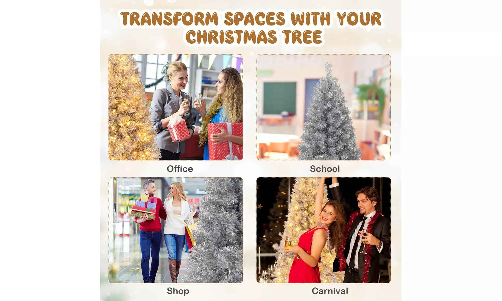 Costway 5/6/7 FT Christmas Tree Artificial Xmas Tree with Branch Tips LED Lights