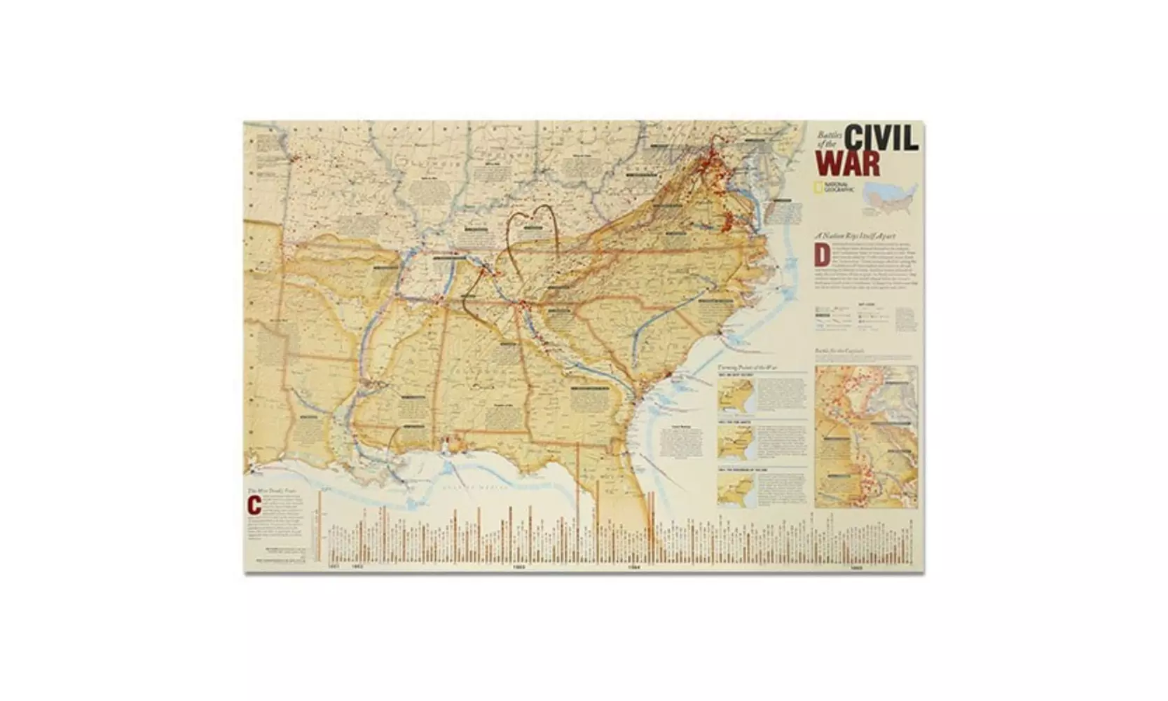 National Geographic RE00620347 Map Of Battles Of The Civil War   Laminated - Primary Image