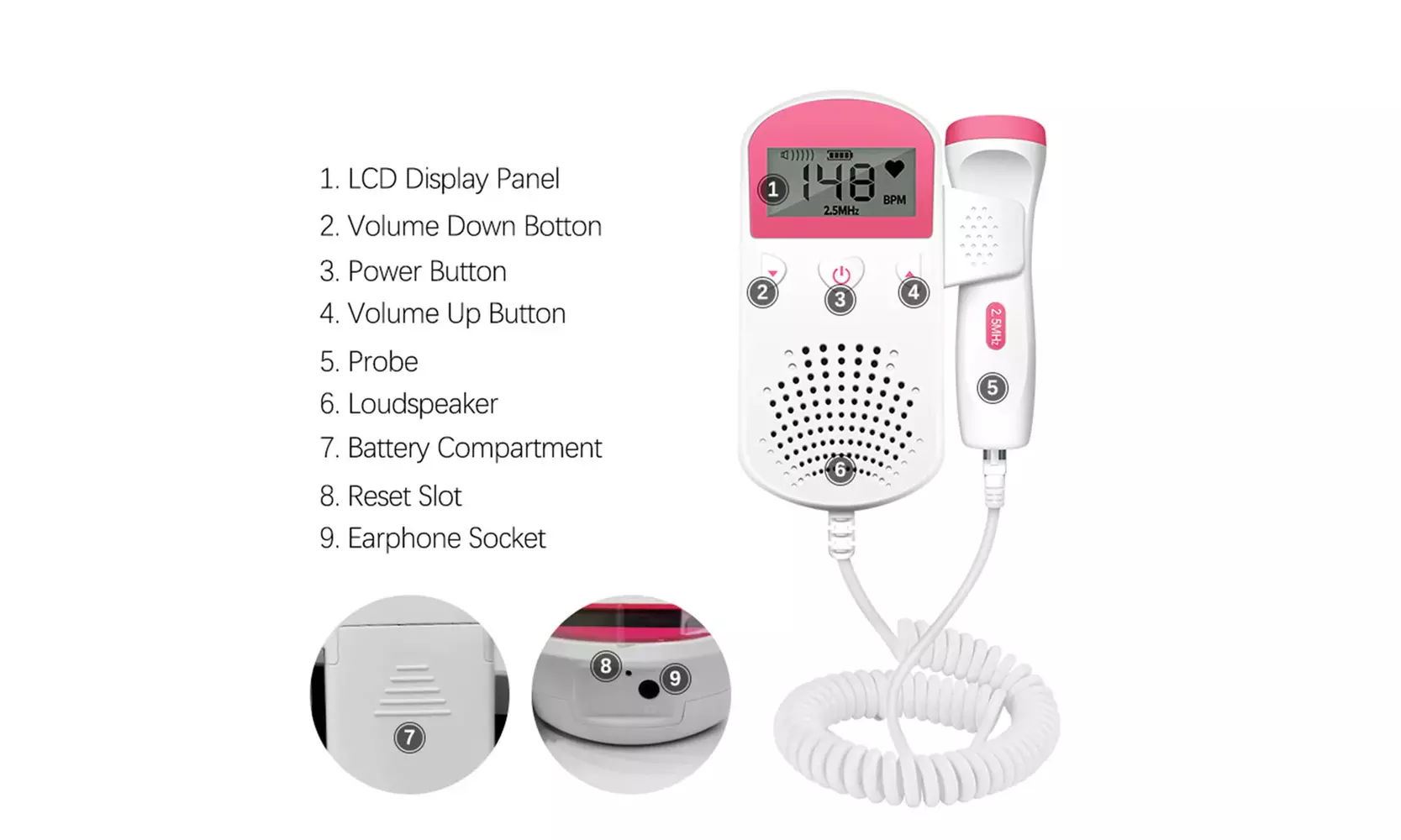 ROVO Fetal Monitor,Baby Heartbeat Monitor Pregnancy Doppler for New Mom Use 