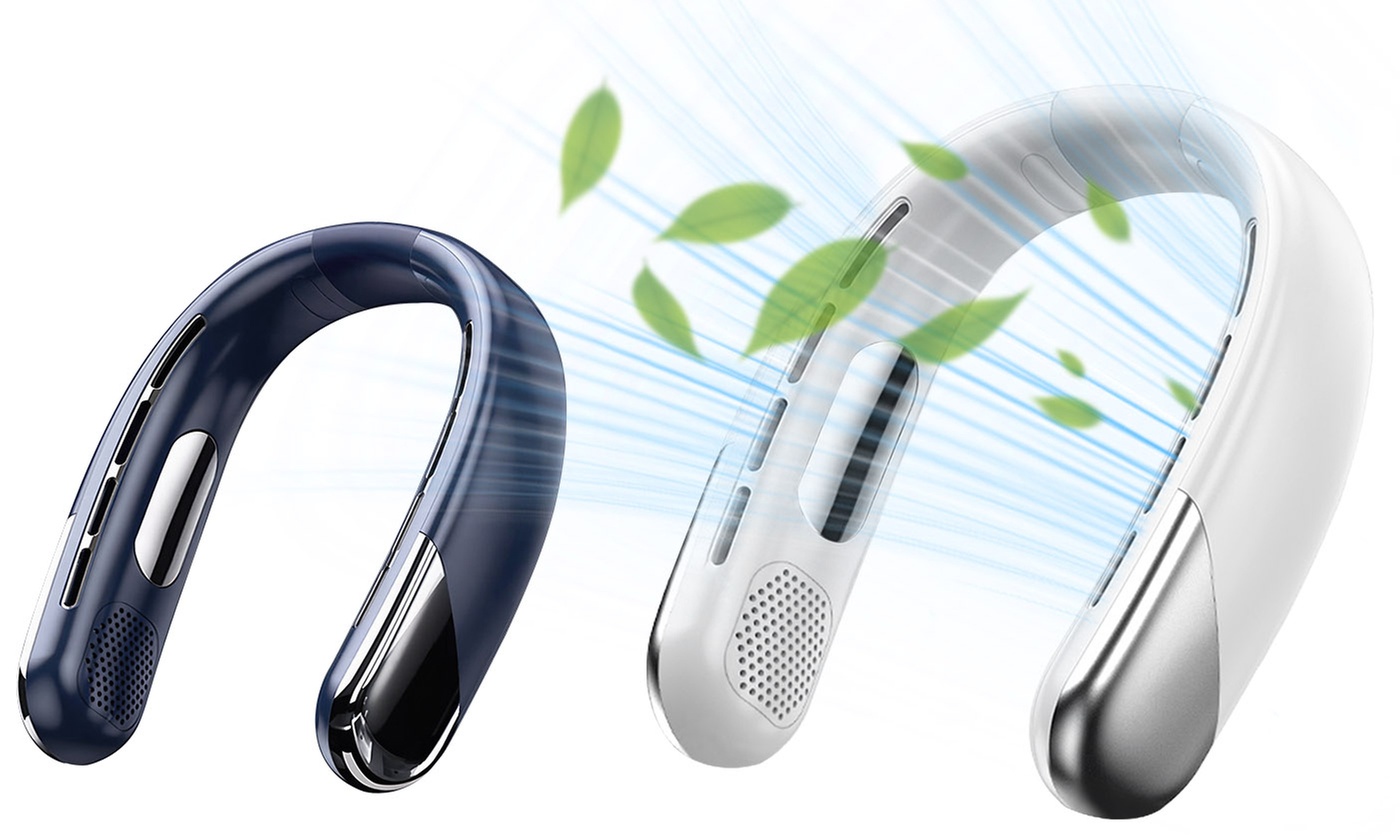 iMounTEK Hands-Free Bladeless Neck Fan with 5 Speeds & 360-Degree Cooling