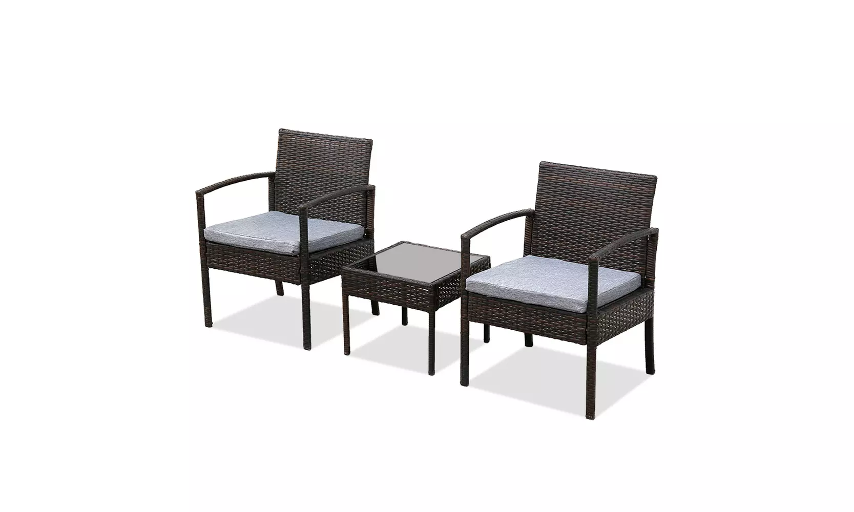 3 Piece Patio Furniture Wicker Rattan Sofa Conversation Set - Primary Image