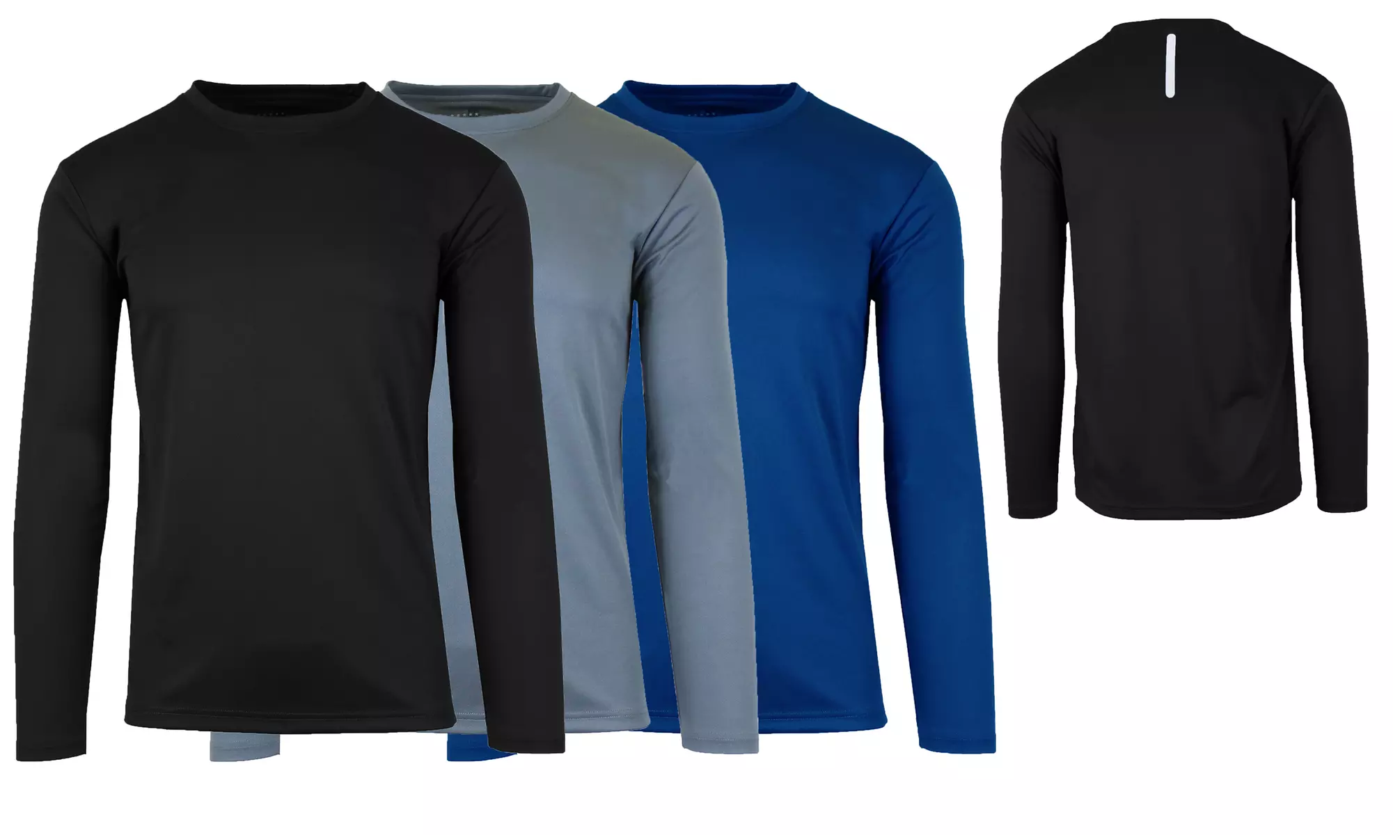 3-Pack Men's Long Sleeve Moisture-Wicking Performance Crew Neck Tee (S-2XL)