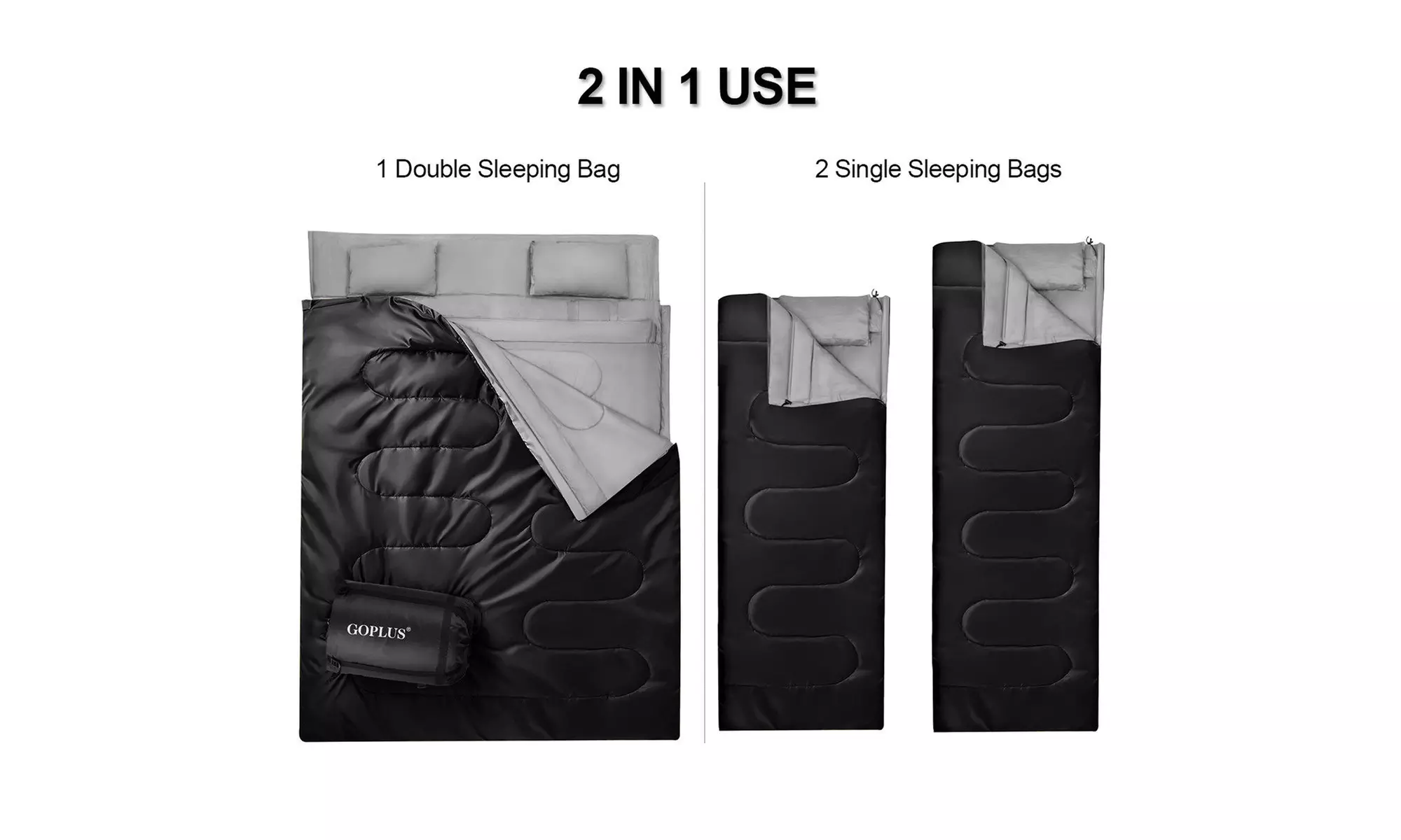Goplus  Double 2 Person Sleeping Bag Waterproof w/ 2 Pillows Camping 