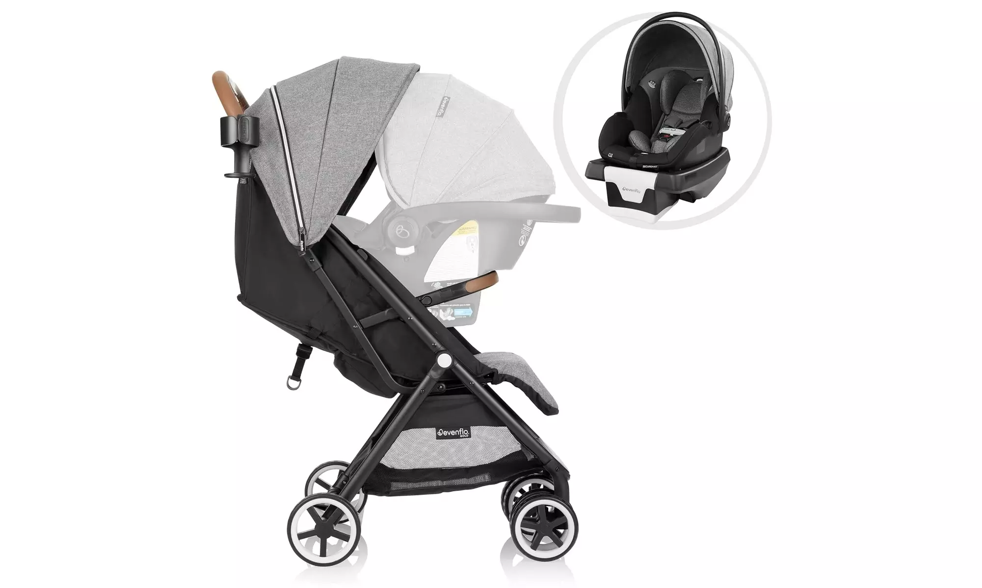 Evenflo Gold Otto Self Folding Lightweight Travel Stroller, Moonstone Gray - Primary Image
