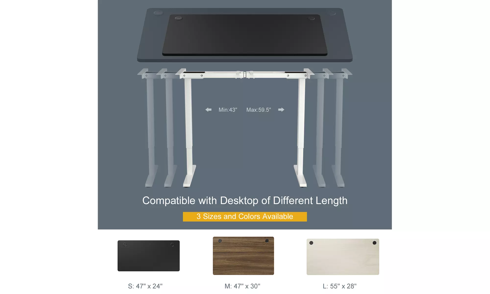 Costway 55'' x 28'' Electric Adjustable Standing up Desk Dual w/ Controller