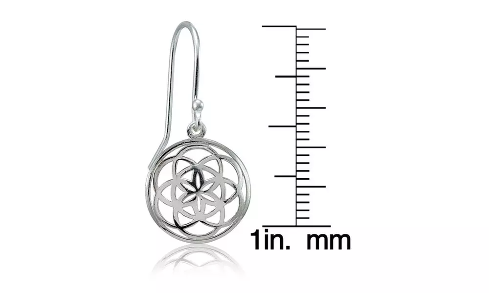 Sterling Silver High Polished Celtic Knot Round Dangle Earrings - Second Medium