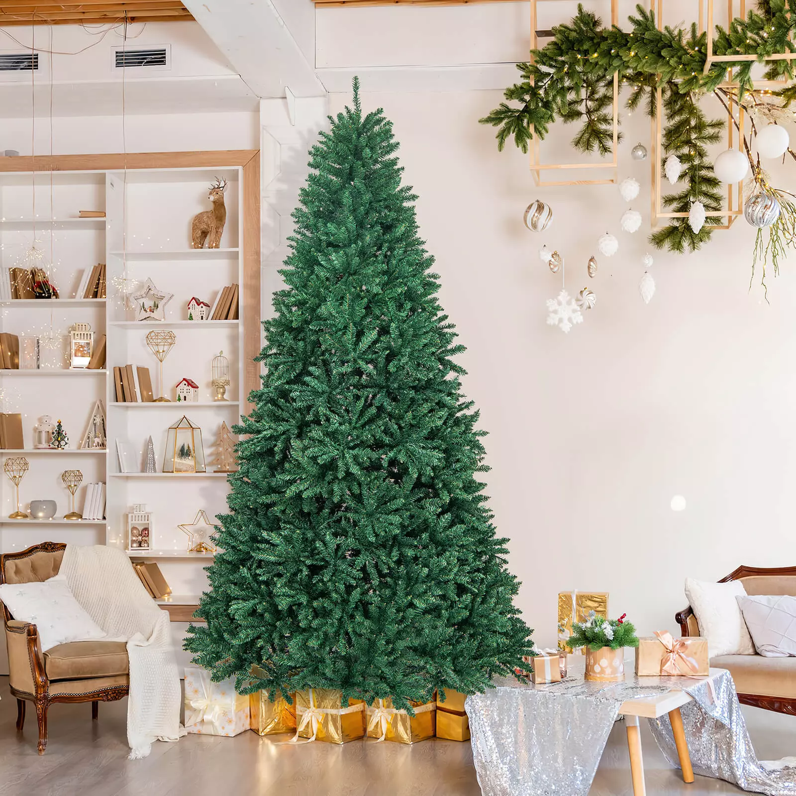 Costway 9ft Hinged Artificial Christmas Tree Unlit Douglas Full Fir 3594 Tips - Primary Image
