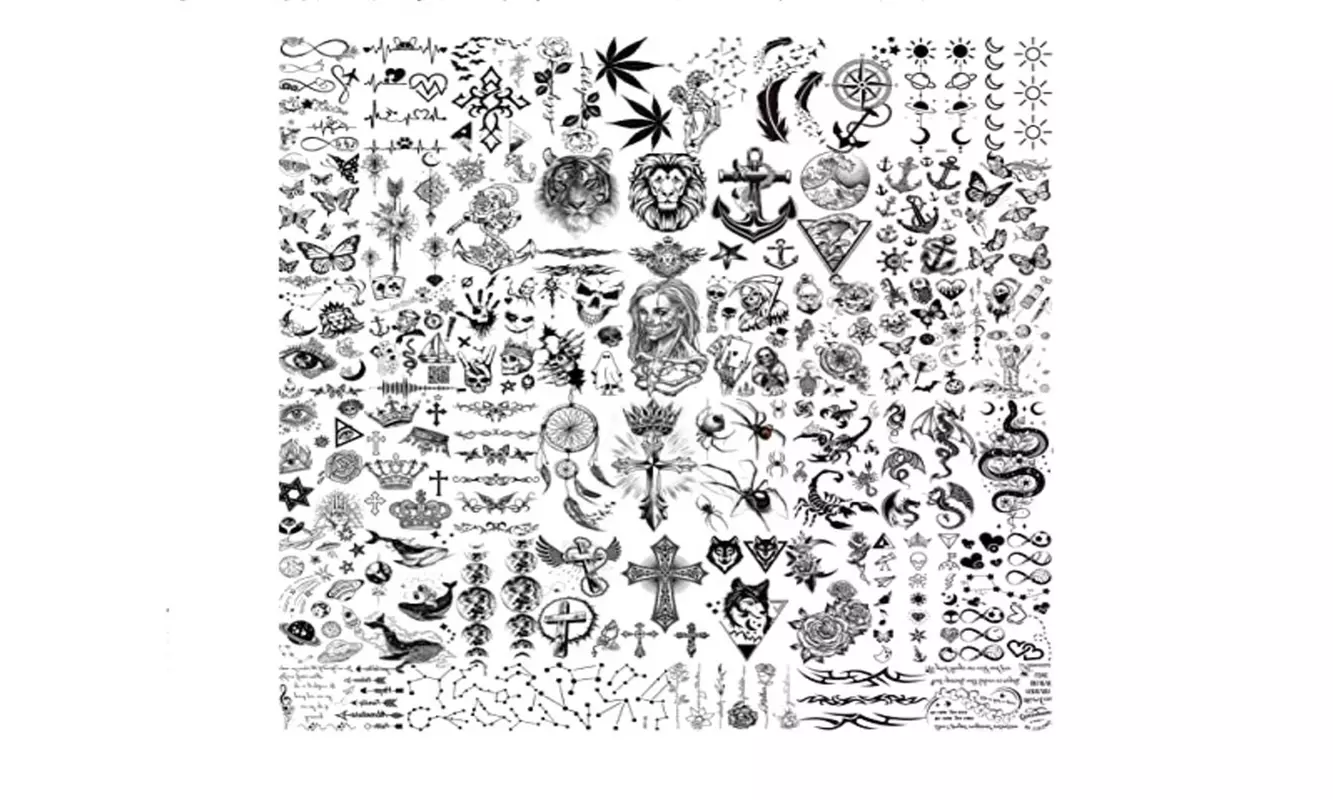 GOROMON 52 Sheets Skull Tiger Lion Temporary Tattoos For Women Neck Kids Face - Primary Image