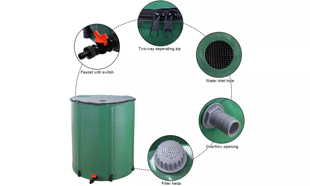 50 Gallon Folding Rain Barrel Water Collector Green