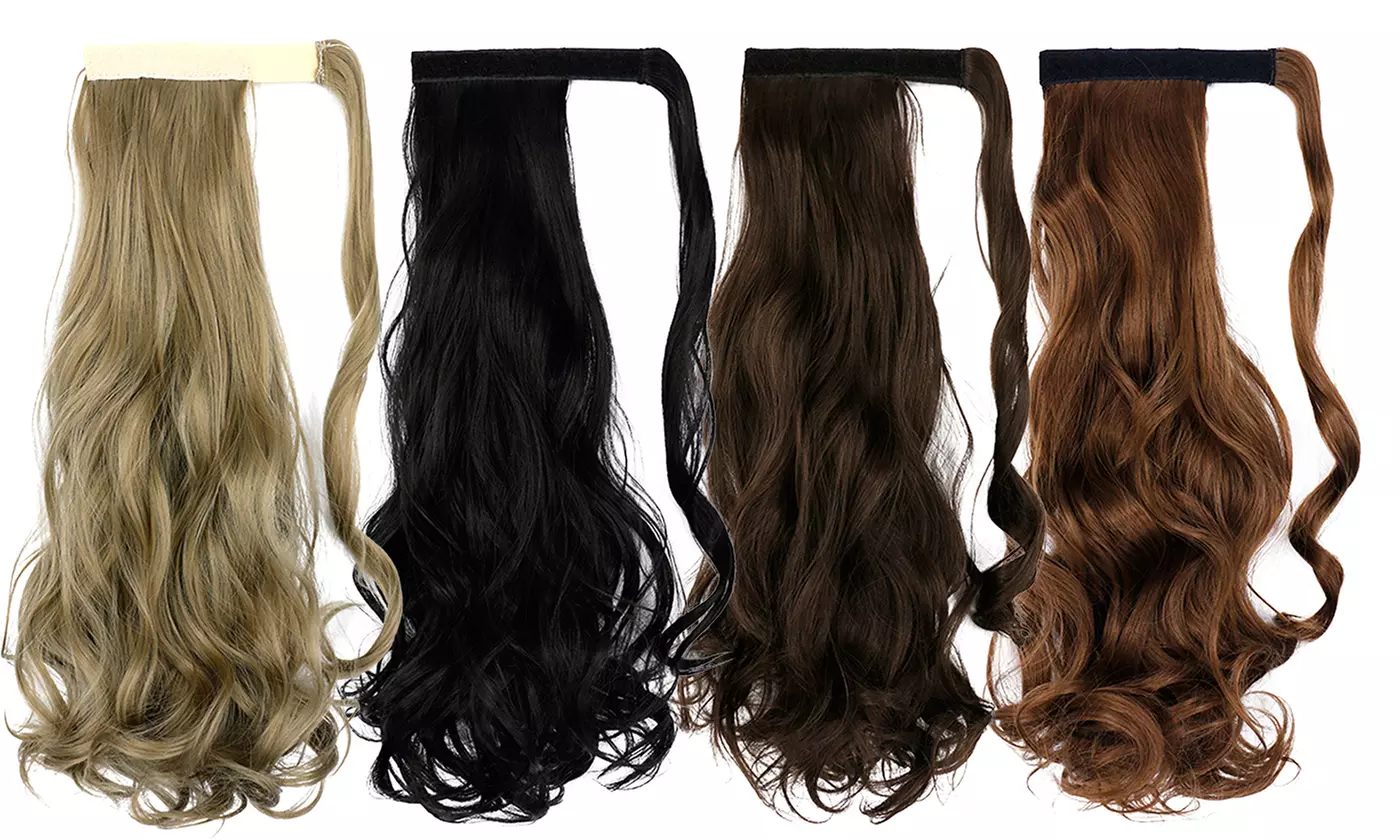 Women Long Curly Wavy Wrap Around Ponytail Extension Synthetic Hair Piece Clip