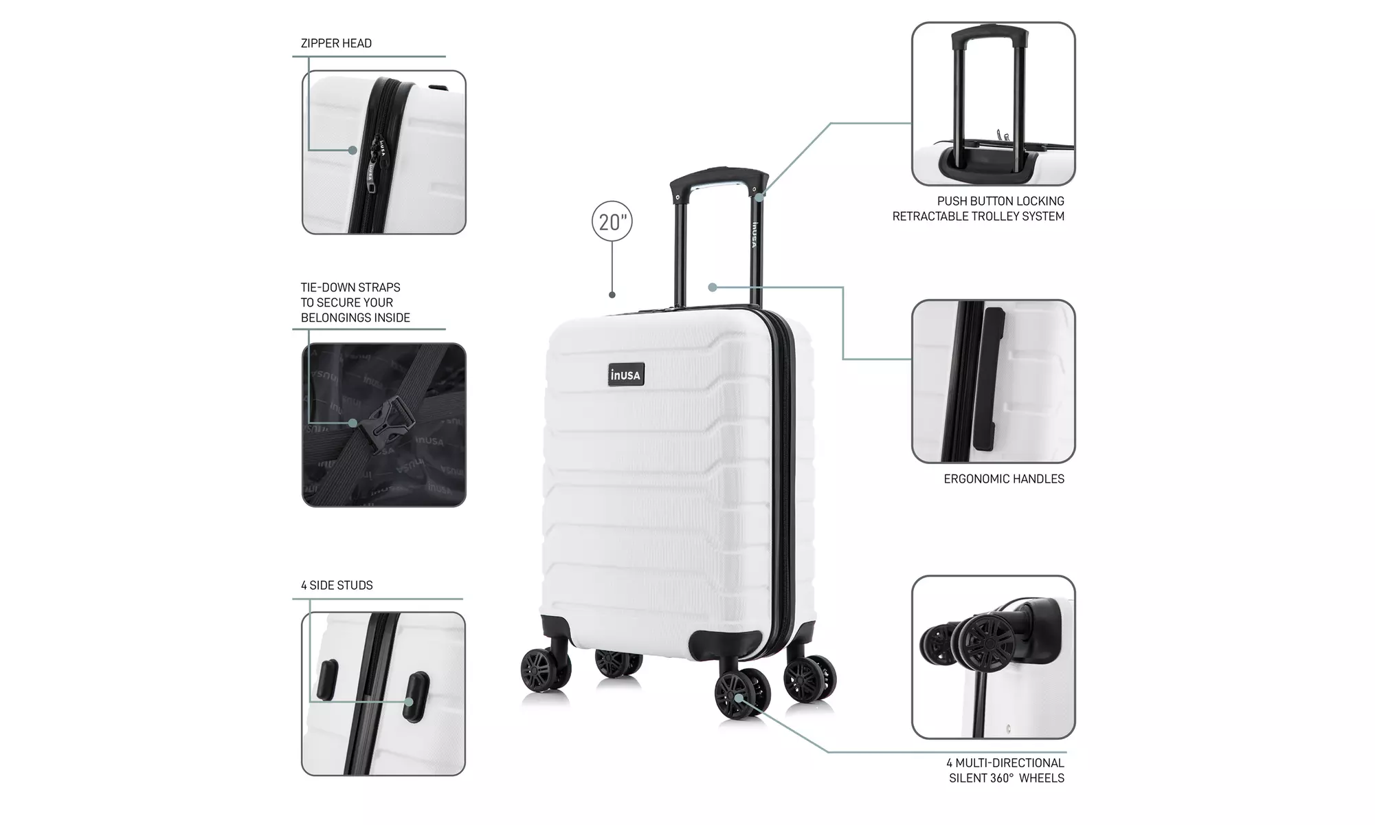 InUSA Trend lightweight hardside spinner luggage 20'', 24", 28" 