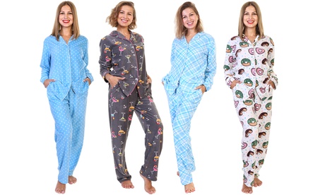 Angelina Cozy Fleece Pajama Set (Also In Plus Sizes) Large (8-10) Summer Drinks