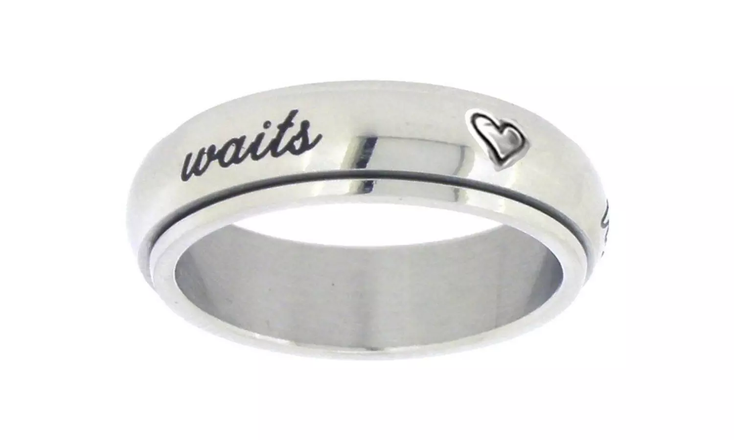 Solid Rock Jewelry 109292 Ring Stainless Cursive True Love Waits With - Primary Image