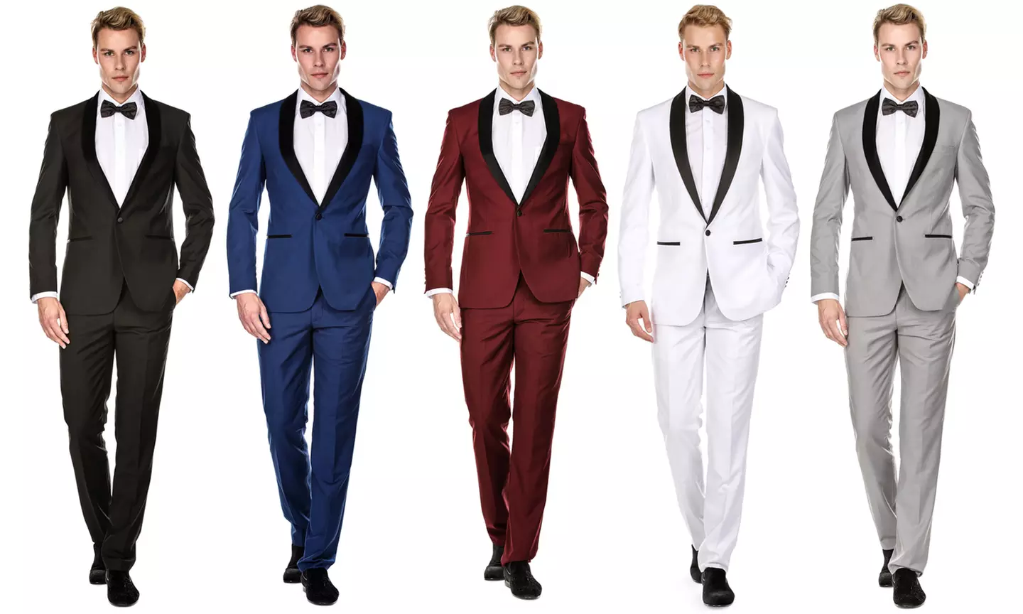 Men's Slim Fit Shawl Lapel Tuxedos with matching color pants - Primary Image