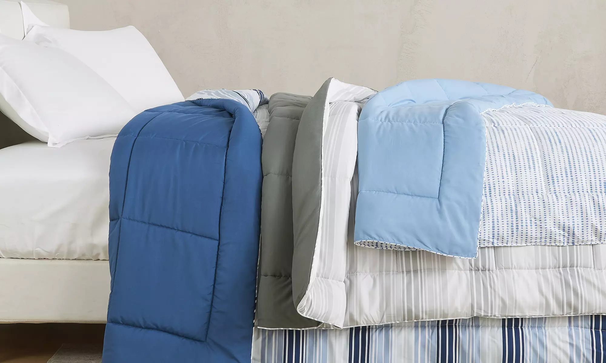 FreshFolds Patterned Reversible Down Alternative Comforter Set
