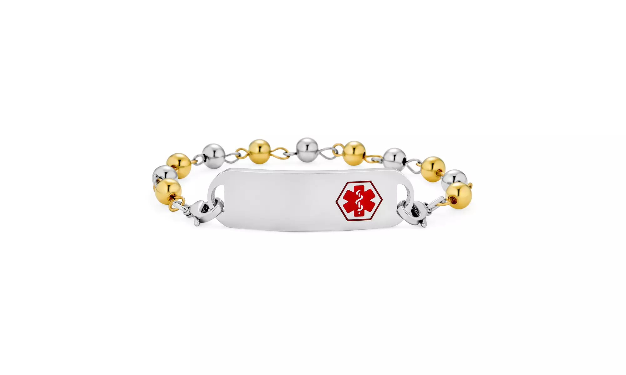Personalized Identification Medical Alert ID Bead Bracelet Stainless - Primary Image