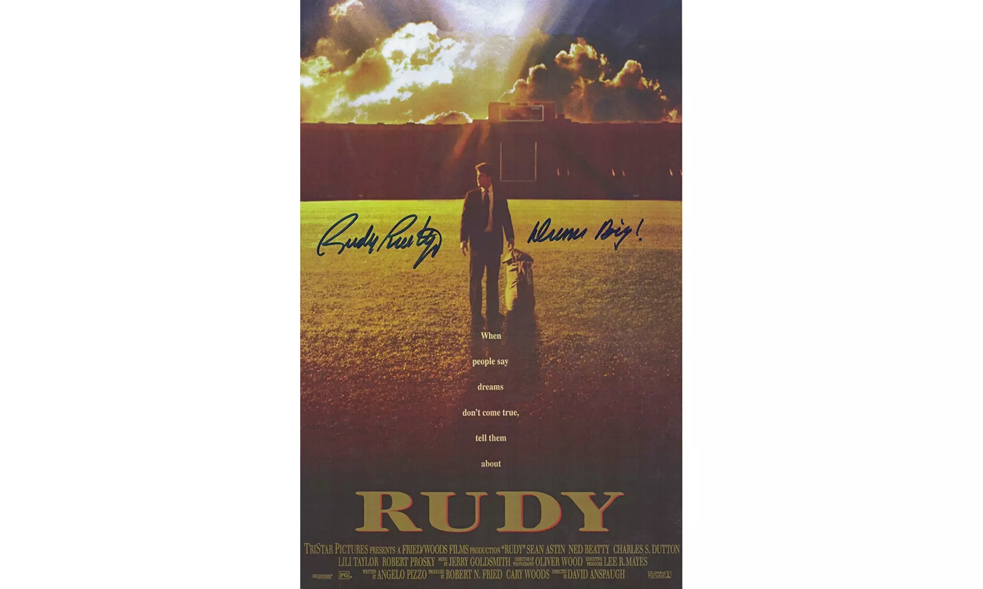 Rudy Ruettiger Signed 'Rudy' 11x17 Movie Poster w/Dream Big - Primary Image