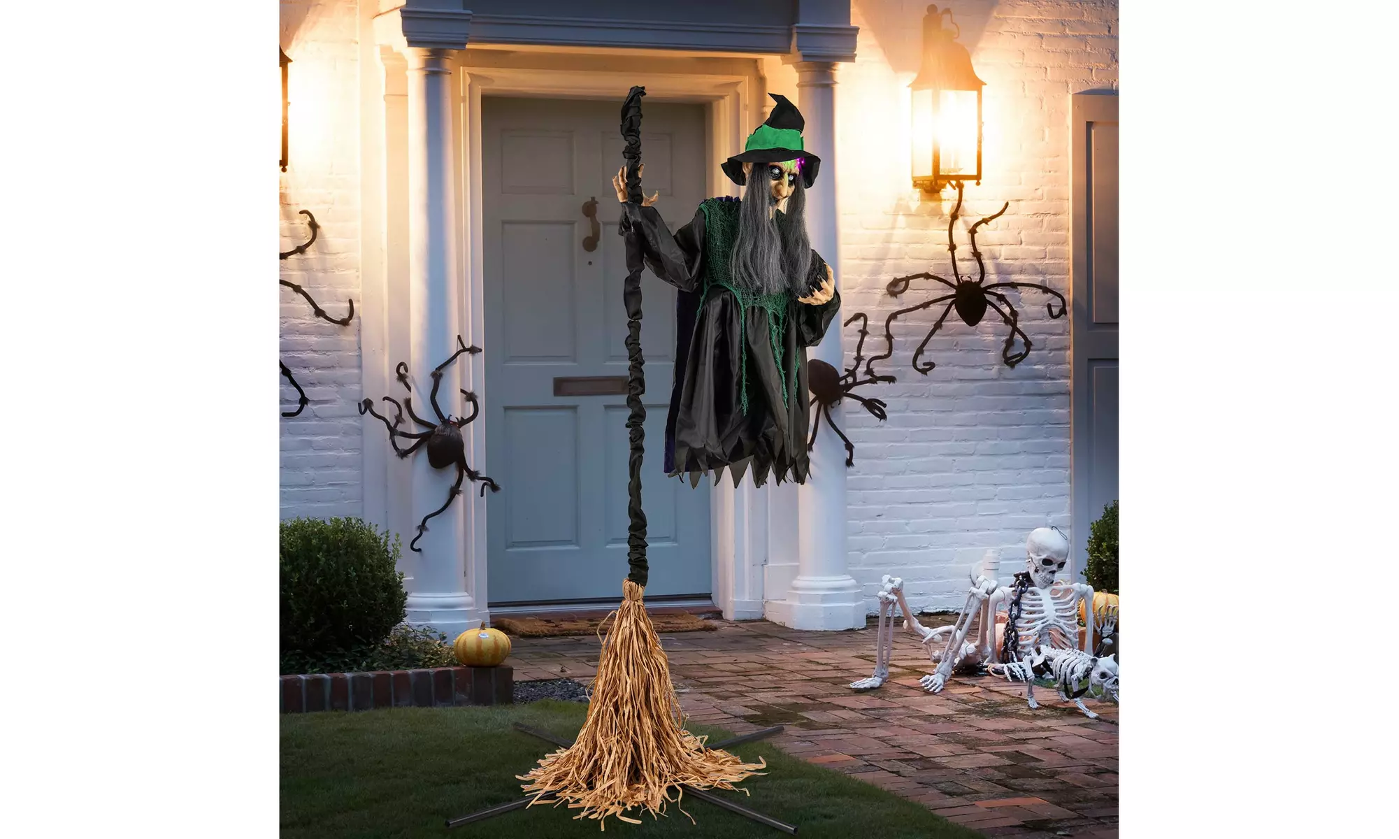 Costway Witch on Broom Halloween Animatronic Life Size Halloween Prop