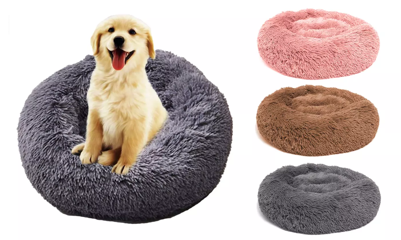Fluffy Round Sleeping Bed For Pet Dog Cat Cozy Kitty Teddy Kennel - Primary Image