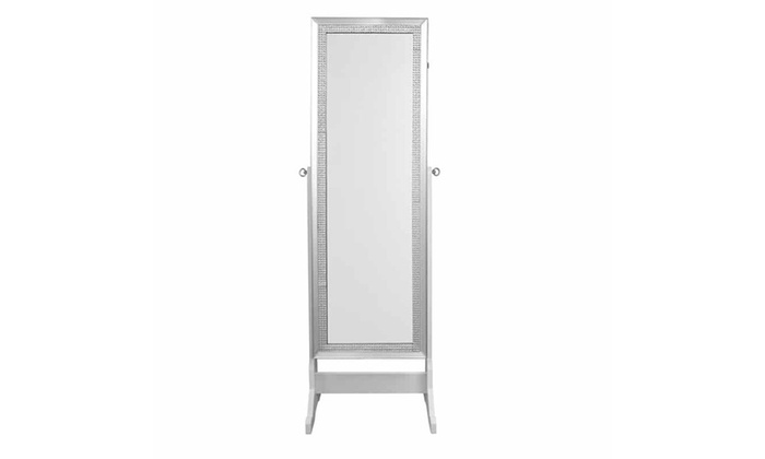 Prestige Full Length Jewelry Storage With Crystal Border Led Prestige Full Length Jewelry Storage