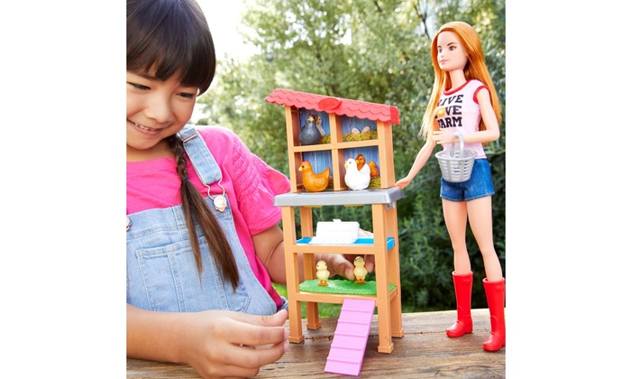 barbie chicken farmer doll & playset