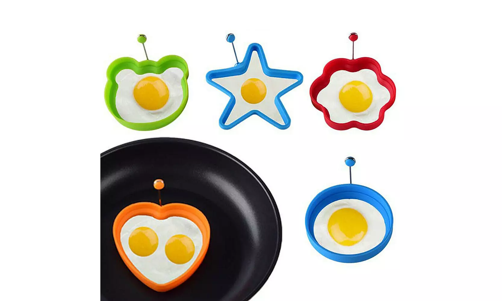 4PCS Silicone Egg Frying Mold Ring Pancake Silicone Non-stick Mould Tool Pan - Primary Image