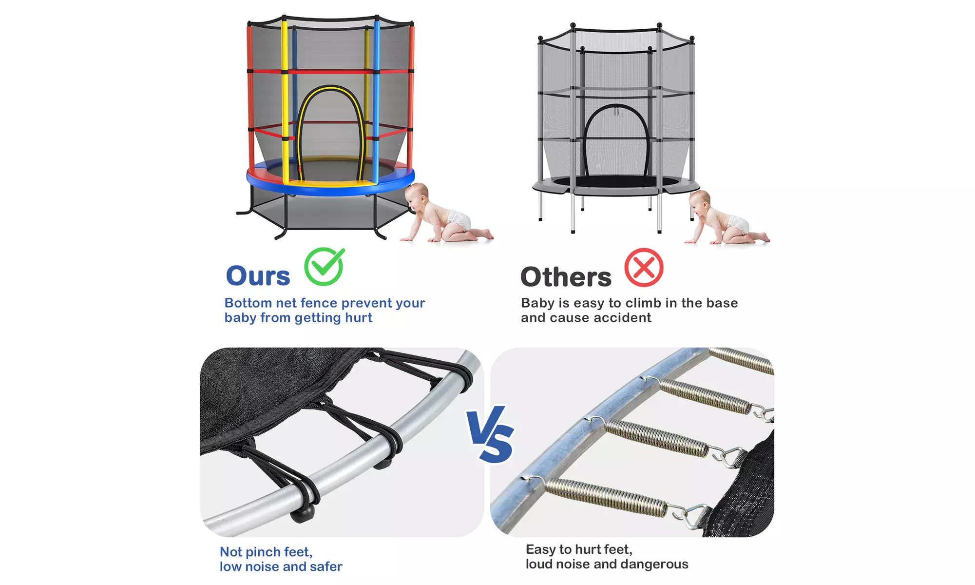 Youth Jumping Round Trampoline 55'' Exercise W/ Safety Pad Enclosure Combo Kids