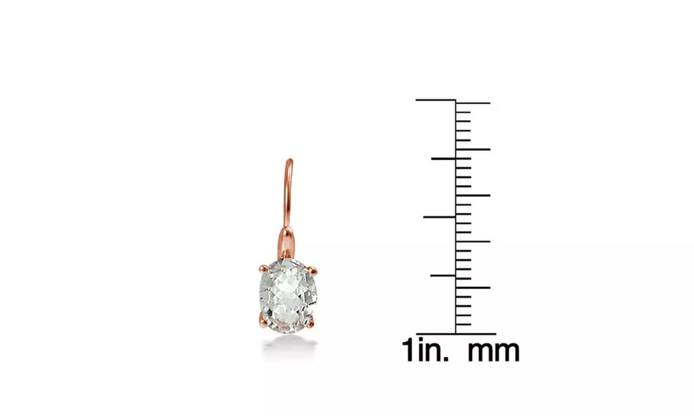 Light Aquamarine 8x6mm Oval Solitaire Leverback Earrings in Rose Flash Silver - Second Medium