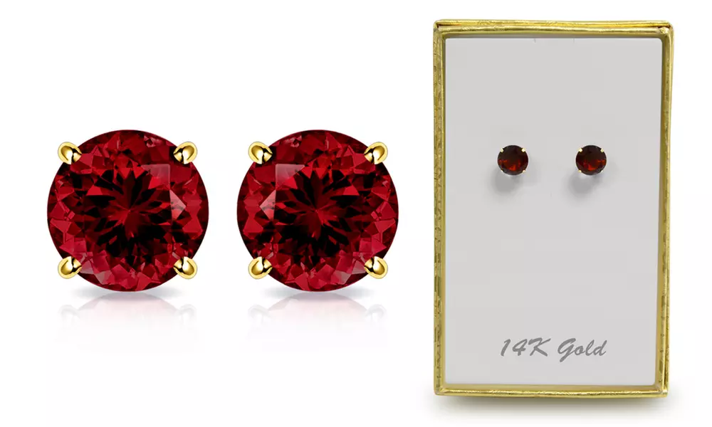 1.65 CTW Genuine Garnet Stud Earrings in Solid 14K Gold By MUIBLU Gems - Second Medium