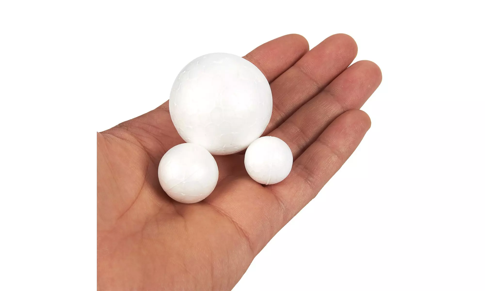 100-Pack Styrofoam Balls, Round Polystyrene Foam Ball for Arts, 3 Assorted Sizes - Primary Image