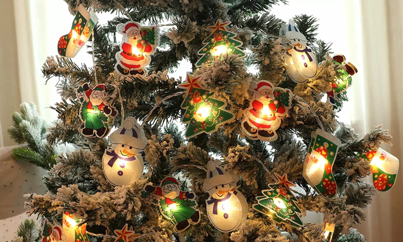 8.2ft Christmas 20 LED String Light Santa Snowman Tree Lights Fairy Decorative
