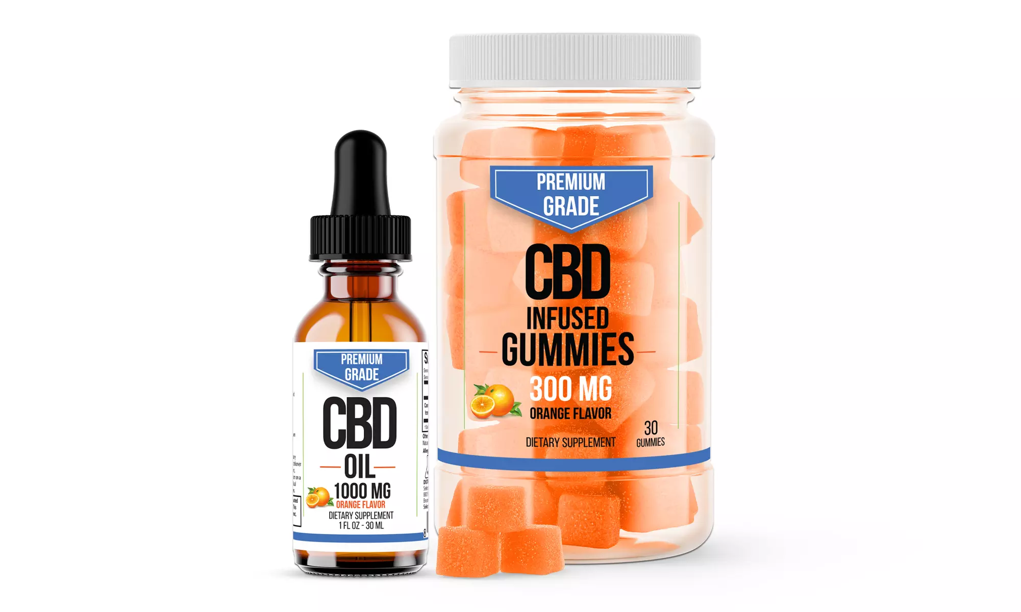 Premium Grade CBD Gummies and CBD Oil Extra Strength Combo Pack (1300mg)