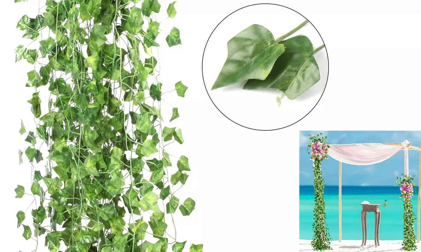 12Pcs Artificial Hanging Plants Fake Leaves Greeny Chain Wall Room Garden Decor