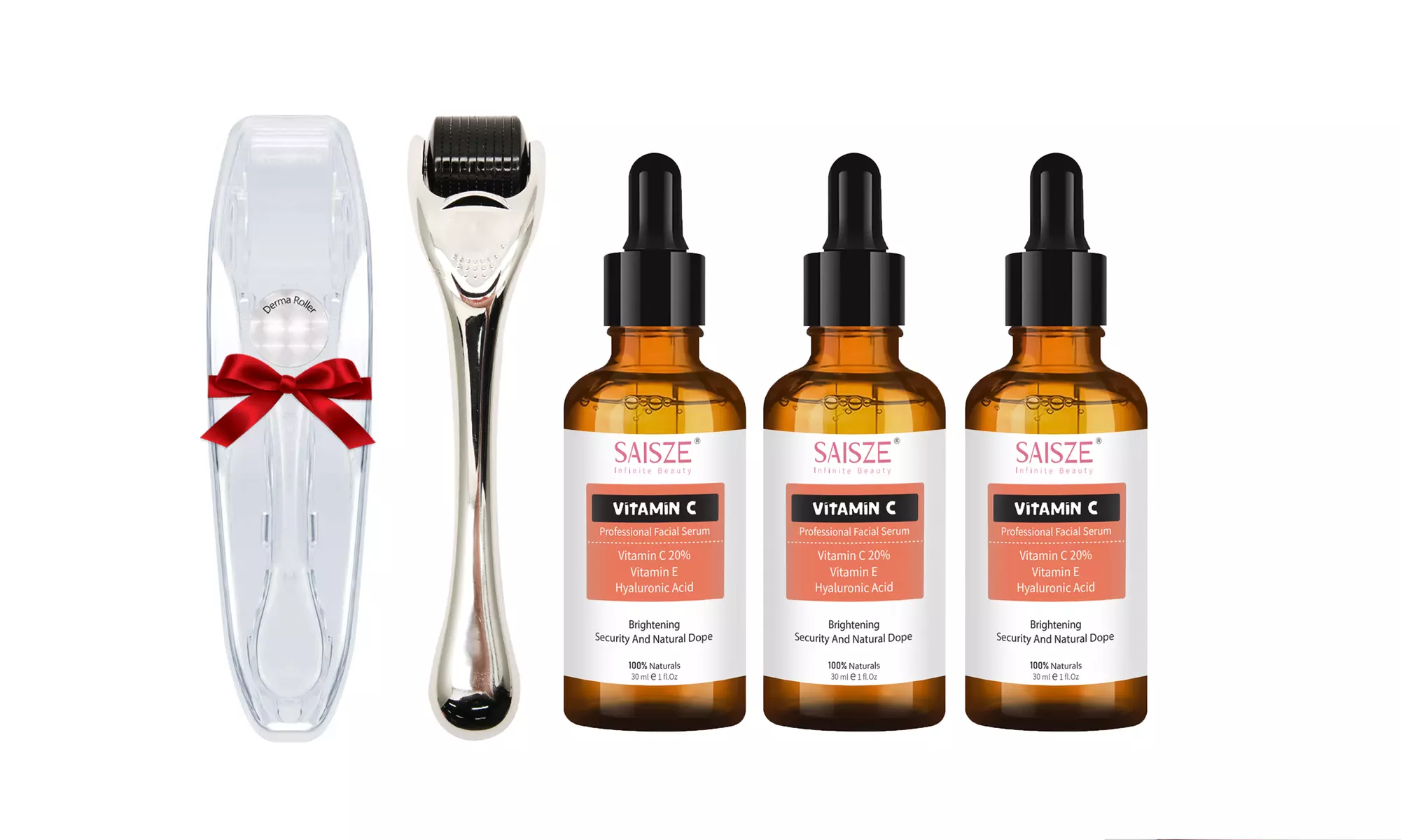 3 Vitamin C Serum with 540 Titanium Micro Needle Derma Roller Facial Skin Care - Second Medium