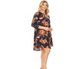 Image 2: Floral Pattern Print 3/4 Sleeve Loose Fit Casual Pocket Midi Dress