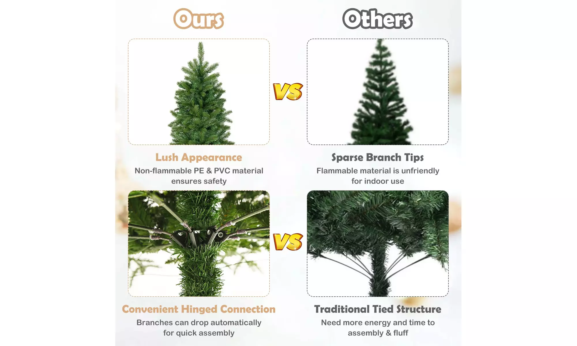 5FT Pre-Lit Hinged Artificial Christmas Tree With Multicolor Lights